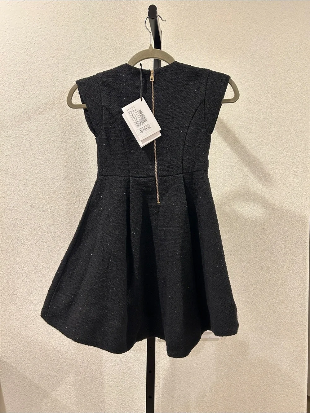 NWT Balmain Kids black cotton blend dress with buttons, Size 6, $650 Retail